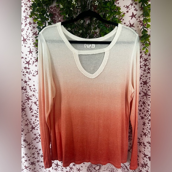 Maurices Tops - Maurices Women's Ombré Long-Sleeve Top - Coral to White